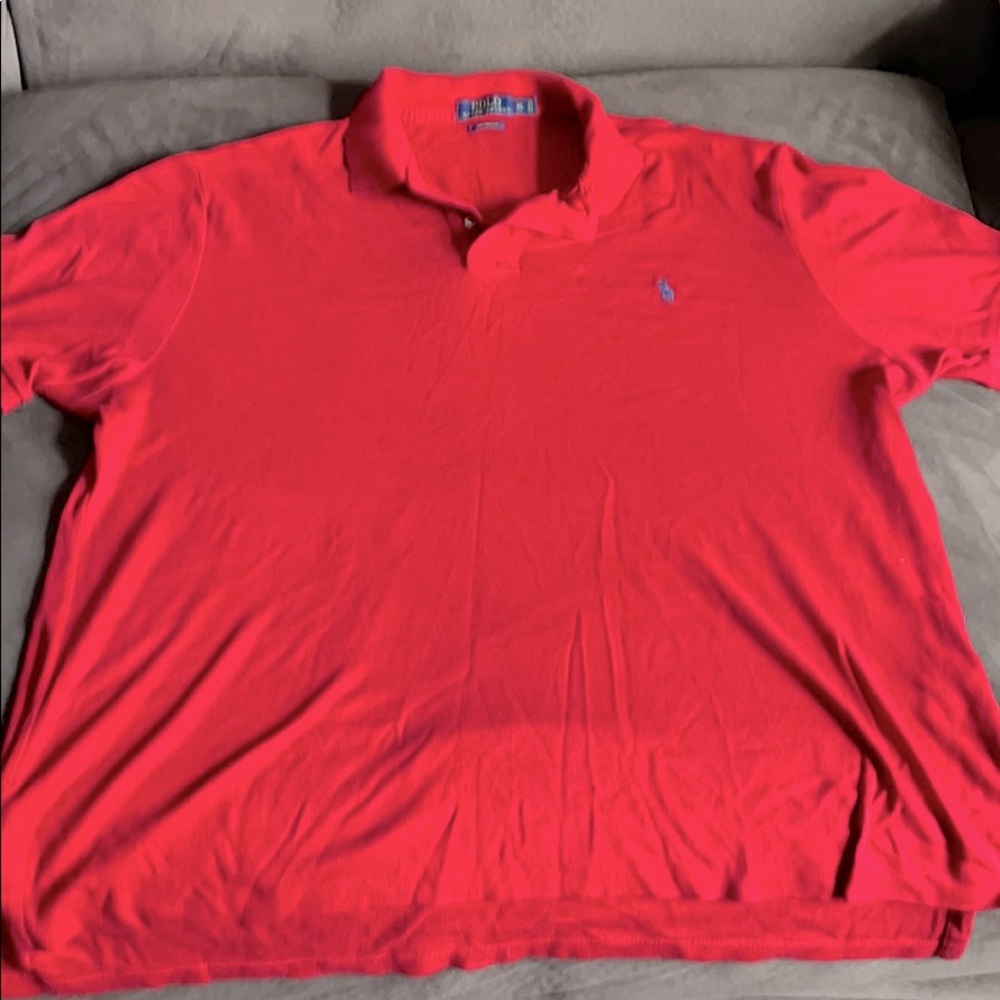 Red collard polo shirt